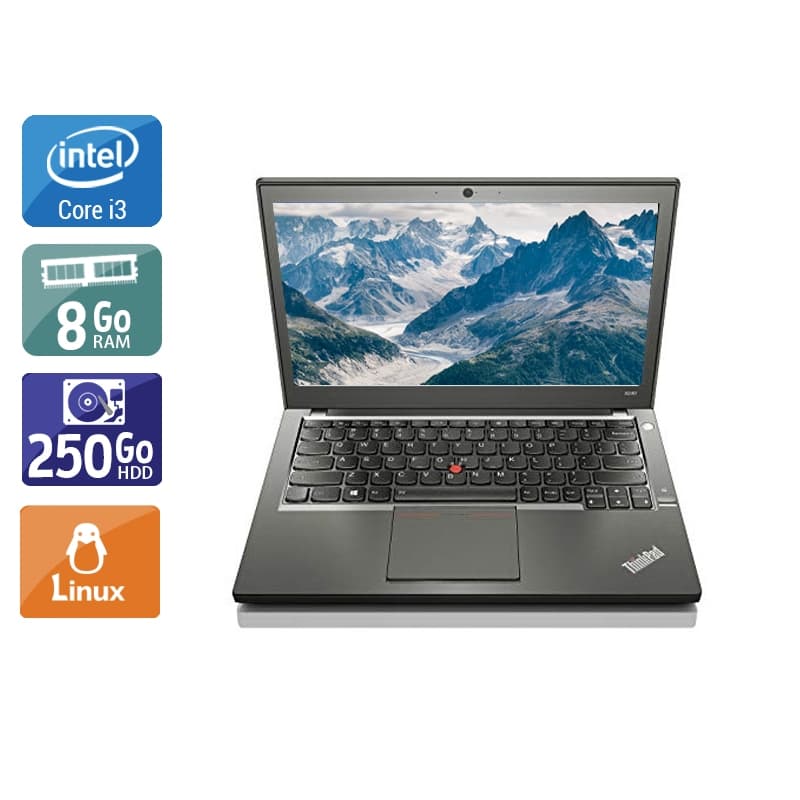 Lenovo ThinkPad X240 12,5'' i3 - 8Go RAM 250Go HDD Linux  Très bon étatOccasion certifiée reconditionnée