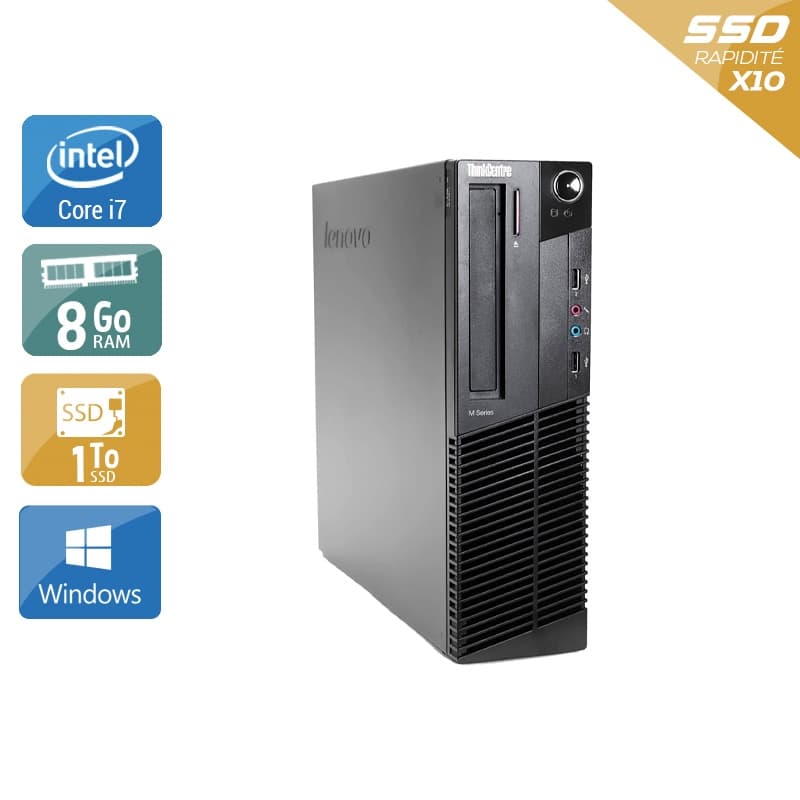 Lenovo ThinkCentre M92 SFF i7 - 8Go RAM 1To SSD Windows 10  État correctOccasion certifiée reconditionnée