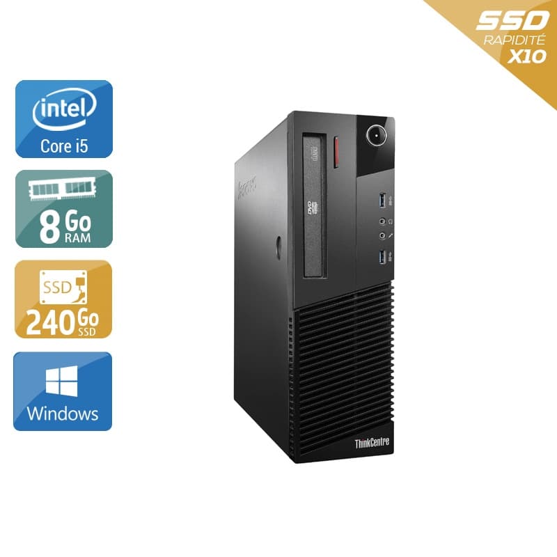 Lenovo ThinkCentre M93 SFF i5 - 8Go RAM 240Go SSD Windows 10  État correctOccasion certifiée reconditionnée