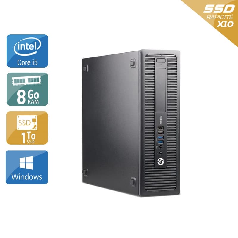 HP ProDesk 600 G1 SFF i5 - 8Go RAM 1To SSD Windows 10  État correctOccasion certifiée reconditionnée