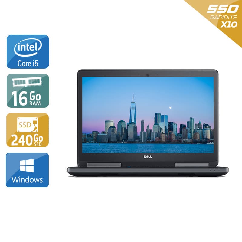 Dell Precision 7510 15,6'' i5 - 16Go RAM 240Go SSD Windows 10  État correctOccasion certifiée reconditionnée
