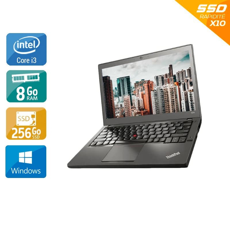 Lenovo ThinkPad X240 12,5'' i3 - 8Go RAM 240Go SSD Windows 10  Très bon étatOccasion certifiée reconditionnée