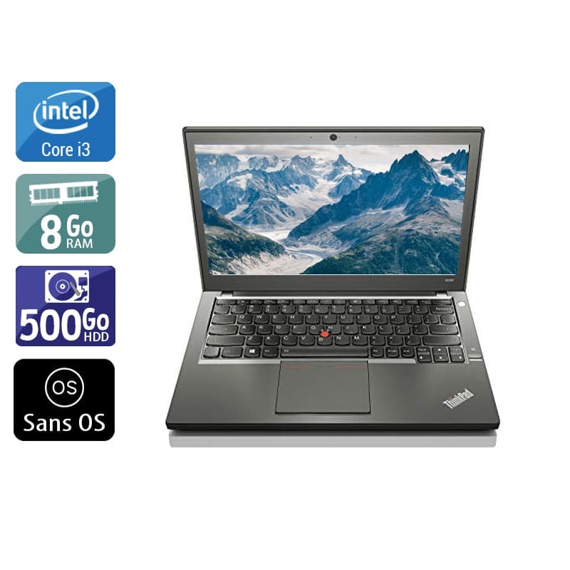Lenovo ThinkPad X240 12,5'' i3 - 8Go RAM 500Go HDD Sans OS  Très bon étatOccasion certifiée reconditionnée
