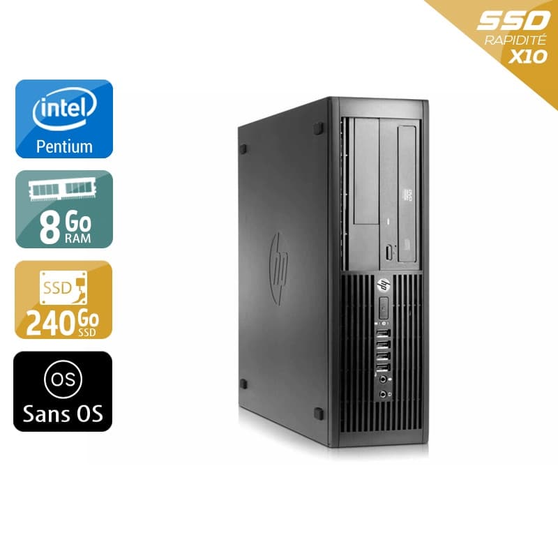 HP Compaq Pro 4300 SFF Pentium G Dual Core - 8Go RAM 240Go SSD Sans OS  État correctOccasion certifiée reconditionnée