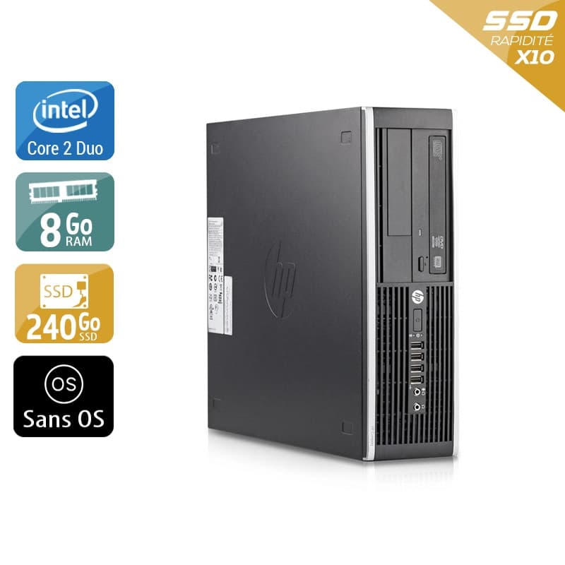 HP Compaq Elite 8200 SFF Core 2 Duo - 8Go RAM 240Go SSD Sans OS  État correctOccasion certifiée reconditionnée
