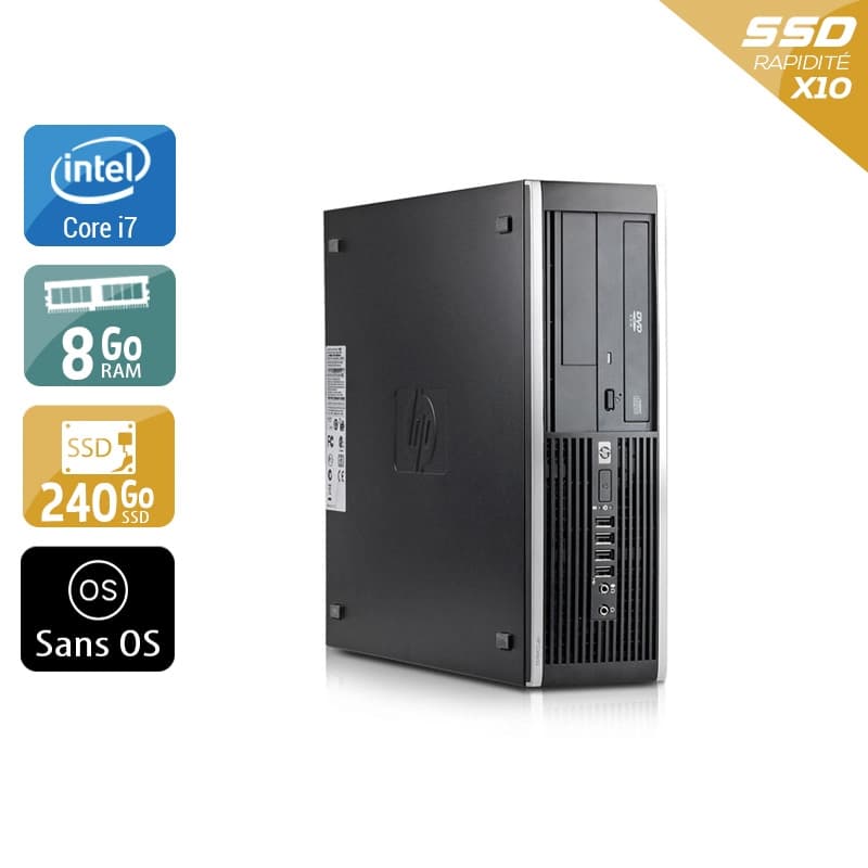 HP Compaq Elite 8300 SFF i7 - 8Go RAM 240Go SSD Sans OS  État correctOccasion certifiée reconditionnée