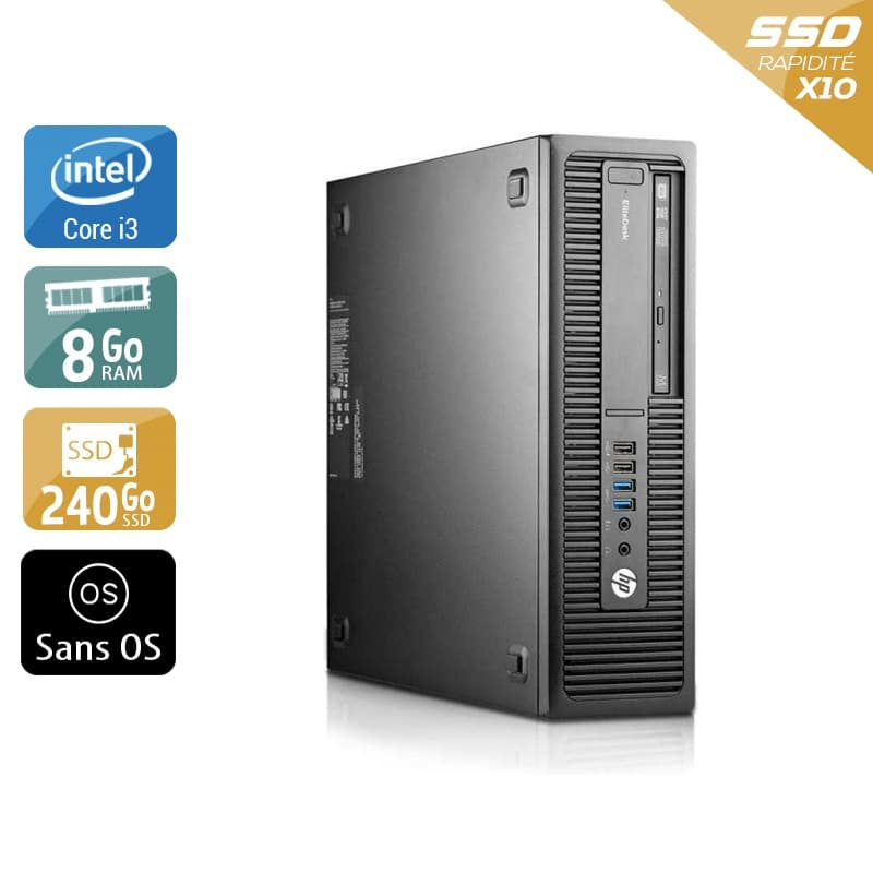 HP EliteDesk 800 G2 SFF i3 Gen 6 - 8Go RAM 240Go SSD Sans OS  État correctOccasion certifiée reconditionnée