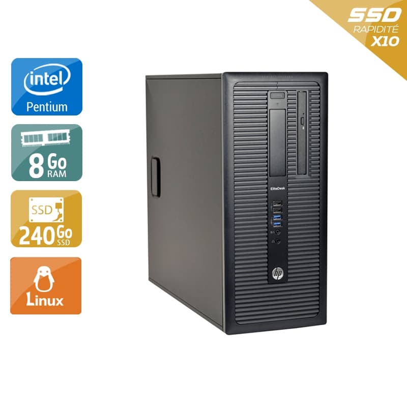 HP Compaq 280 G1 Tower Pentium G Dual Core - 8Go RAM 240Go SSD Linux  État correctOccasion certifiée reconditionnée