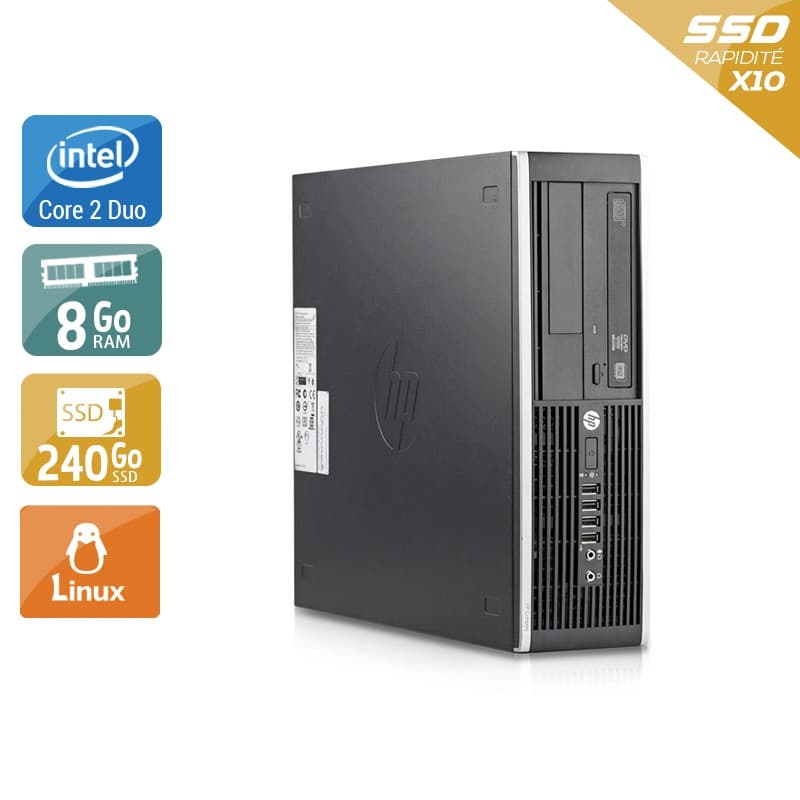 HP Compaq Elite 8200 SFF Core 2 Duo - 8Go RAM 240Go SSD Linux  État correctOccasion certifiée reconditionnée