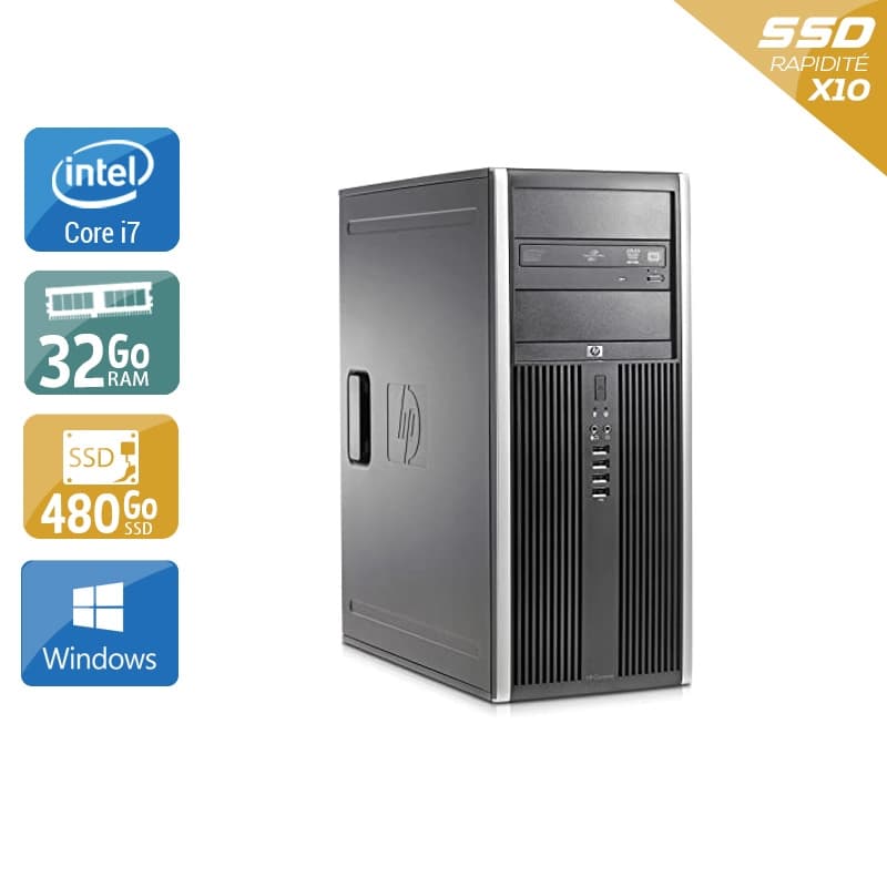 HP Compaq Elite 8300 Tower i7 - 32Go RAM 480Go SSD Windows 10  Bon étatOccasion certifiée reconditionnée