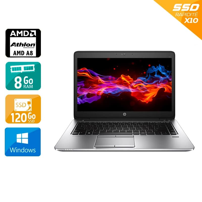 HP EliteBook 725 G3 12,5'' AMD A8 - 8Go RAM 120Go SSD Windows 10  État correctOccasion certifiée reconditionnée