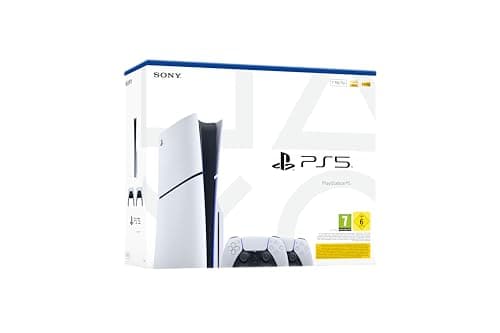 Playstation Sony PS5, Pack Console 5 avec lecteur Blu-ray 4K, SSD Ultra-Rapide, Audio 3D, Ray Tracing, 2 Manettes DualSense avec Retour Haptique et Gâchettes Adaptatives, Couleur : Blanche