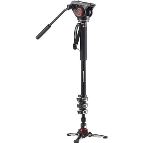 Manfrotto Video Monopod XPRO+, Tige de Stabilisateur pour Appareil Photo et Vidéo à 4 Sections en Aluminium, avec Base Fluide, Support Smartphone et Téléphone