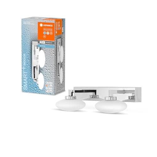 LEDVANCE Smart LED bathroom lamp chrome, 12W, 1000LM, 3000-6500K, 34cm, IP44, Orbis Elypse wall lamp, lampe de salle de bain avec technologie Wifi, dimmable, contrôlable via app et assistant vocal.