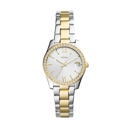 Fossil Montre Quartz Femme 32.00mm avec Cadran Or analogique et Bracelet en Bracelet en Acier Deux Tons ES4319