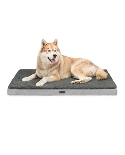 lionto Lit orthopédique pour Chiens, 112x81x8 cm, Coussin Robuste en Peluche Douce, Housse Lavable, antidérapant, imperméable, pour Petits et Grands Chiens et Chats, Gris