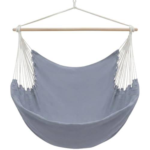 AMANKA XXL Chaise Hamac 185x130cm jusqu'à 150kg pour Jardin Balcon Terrasse - Fauteuil Suspendu Balançoire pour 2 Personnes - 100% Coton - Rotation 360° - Intérieur et Extérieur - Adultes et Ados