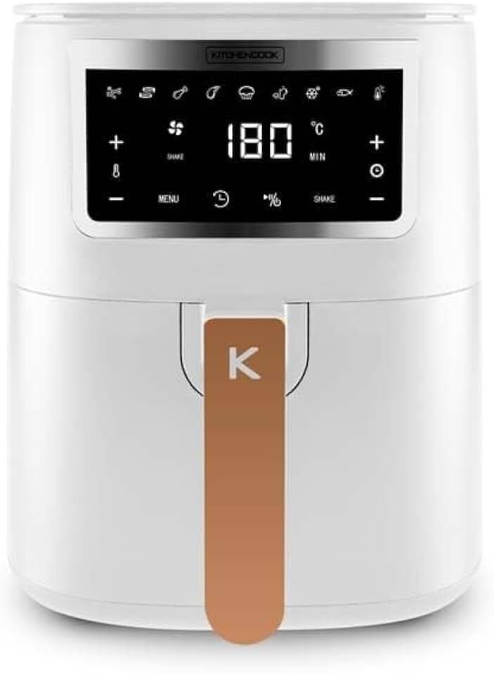 Kitchencook - Friteuse Sans Huile 4l - 8 Programmes - Minuterie Numérique - Thermostat Réglable - 1400w - Blanc