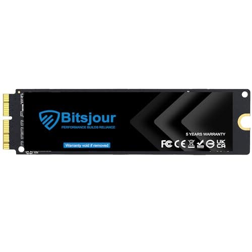 Bitsjour Disque Dur Interne SSD 512Go pour Apple MacBook Air A1465 A1466(2013-2017), MacBook Pro A1502 A1398(2013-2015), iMac A1418/A1419(2013-2017), 12+16 Pin M.2 NVMe Gen 3.0x4, Mac OS Préinstallé