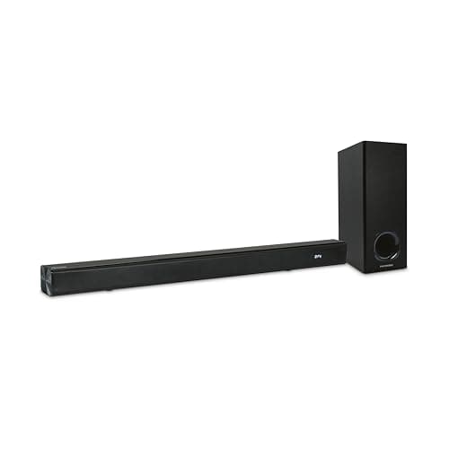 METRONIC 477592 Barre de Son TV avec Caisson Basses Filaire, Bluetooth 5.3, Enceinte Home Cinema Type Soundbar pour Téléviseur Toutes Marques, Télécommande, Montage Mural avec Kit ou à Poser