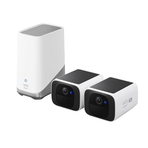 eufy Security SoloCam S220 Camera Surveillance WiFi exterieure sans Fil Solaire, 2 Pack + Homebase3, résolution 2K, Camera Solaire, Compatibile avec Alexa, Wi-FI 2.4 GHz, sans Frais Mensuels