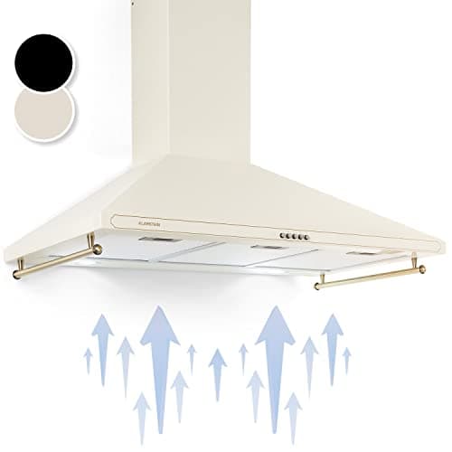 Klarstein Hotte Aspirante 90 cm, Hottes de Cuisine avec Filtre de Hotte en Aluminium, Débit d'Air Puissant de 645m³/h, Eclairage LED, Extracteur d'Air Silencieux, Hotte Efficace avec Evacuation