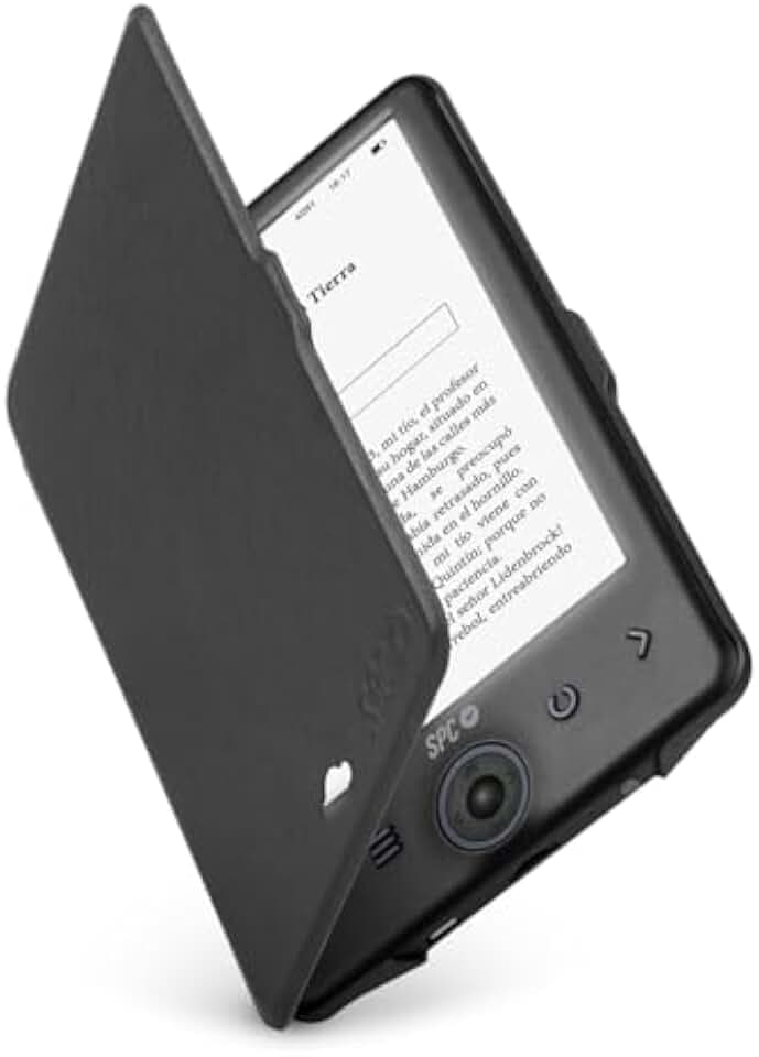 SPC Dickens Light 2 + Étui | Livre électronique 6", Touches frontales, lumière à 6 Niveaux d'intensité, 8GB mémoire Interne, 1 Mois d'autonomie, Fin et léger - Noir