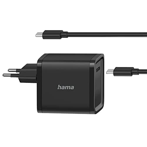 Hama 45W Chargeur Rapide Type C Compatible iPhone, Samsung, Smartphone, MacBook, PC Portable - [Technologie PD] [Recharge Optimisée] [Câble Type C Inclus] Noir