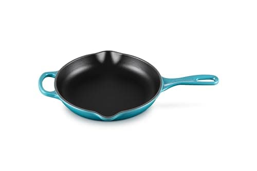LE CREUSET Skillet Signature en Fonte Émaillée, Rond, 23 cm, 1,93 kg, Bleu Caraïbes, 20182231700422