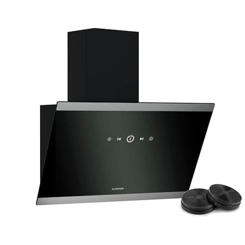 Klarstein FlashLine hotte aspirante - hotte de cuisine 60 cm, écran tactile, 578 m³/h, CEE A++, éclairage LED, silencieuse avec 34,5 dB, noire, conduit & recirculation