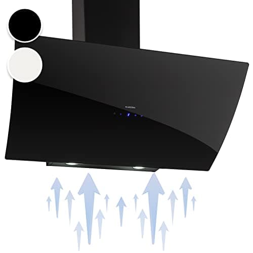 Klarstein Hotte Aspirante 90cm, Hottes de Cuisine Inclinées, Filtre de Hotte en Aluminium, Débit d'Air Puissant 641m³/h, LED, Ecran Tactile, Extracteur d'Air Silencieux, Efficace avec Evacuation