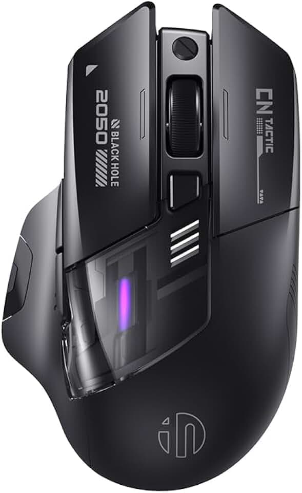 inphic A9 V2 Explorer Souris Gamer Trois Modes Silencieuse, 12800 DPI | Souris sans fil rechargeable 2,4G/Filaire USB‑C/Bluetooth RVB indicateur de batterie visible, pour ordinateur portable et PC
