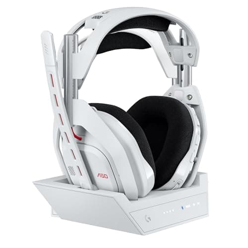 Logitech G Astro A50 LIGHTSPEED, casque gaming sans fil + station d’accueil (Gen 5), PRO-G GRAPHENE, basculement entre 3 systèmes, USB-C vers Xbox, PS5, PC, Nintendo Switch, Switch 2, Bluetooth- Blanc
