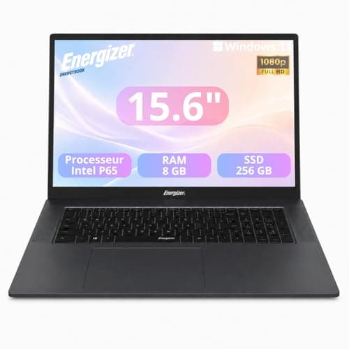 Energizer EnergyBook 15.6 Pouces FHD PC Portable (Intel P6500Y, RAM 8Go, SSD 256Go, Intel UHD Graphics 615, Windows 11 Home) - Clavier QWERTY, Gris Foncé