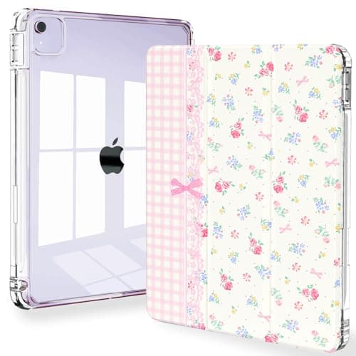 Feams Coque arrière transparente pour iPad Air 13" M4 2026/M3 2025/M2 2024, iPad Pro 12,9 pouces 6e/5e/4e génération 2022/2021/2020 – Coque arrière transparente avec mise en veille automatique et