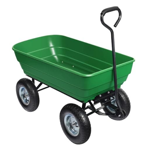 Wiltec Chariot de Jardin à Main – 1170 x 575 x 620 mm – Volume 125 L – Capacité de Charge 350 kg – avec Benne basculante et 4 Roues – Remorque Brouette jardinerie