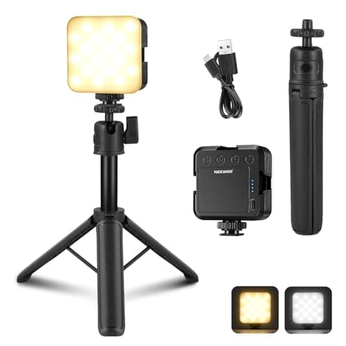 NEEWER Lampe Vidéo LED pour Caméra avec Trépied Bureau,Éclairage Portable Bicolore 3200K-5600K à Petit Panneau Dimmable,CRI 97+,8 Scènes,Batterie Rechargeable 2000mAh pour Enregistrement Vlog,NL-36AI