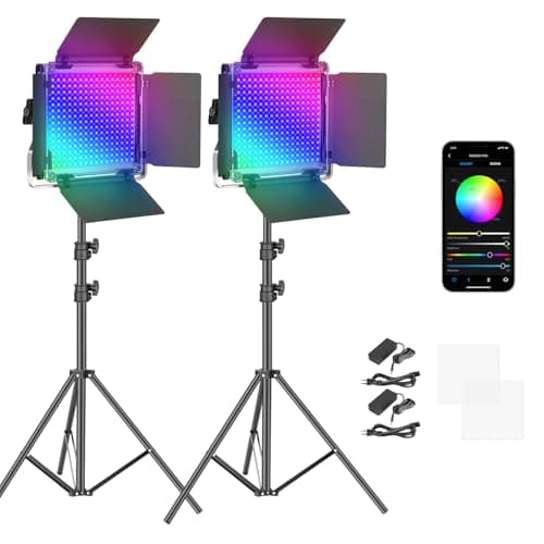 NEEWER Panneau LED 660, Pack de 2 Lampes réglables Depuis l'APP, Kit d'Eclairage Vidéo pour la Photographie,50W Dimmable Bi-Colore 3200K-5600K IRC97+