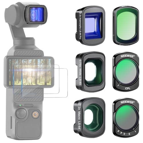 NEEWER Filtre Diffusion Noir 1/4 Variable ND2-32 CPL pour Effet Cinématographique Brume,0.75x Objectif Grand Angle,2X Macro,1.2X Anamorphique Bleu Compatible avec DJI Osmo Pocket 3 4 Xtra Muse,FL-B28