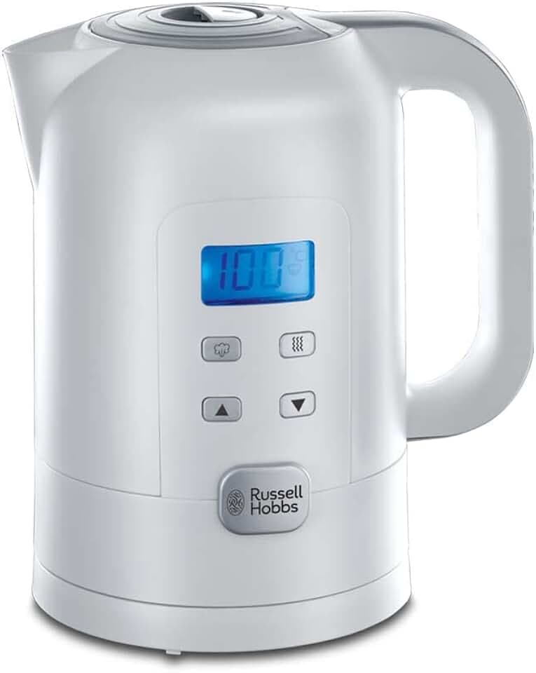 Russell Hobbs Bouilloire électrique [Réglage numérique précis température 25-100°C pour lait et aliments pour bébés, thés & plus] Precision Control (1,7L, 2200W, écran LCD, maintien au chaud) 21150-70