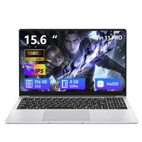15.6 Pouces Ordinateur Portable, Win 11 PC Portable Celeron N4000 Processor, 8Go LPDDR4 256Go SSD, Laptop fin et léger avec écran FHD pivotant à 180° WiFi5 BT4.2 Mini-HDMI 2*USB3.0 SSD Développer 1To