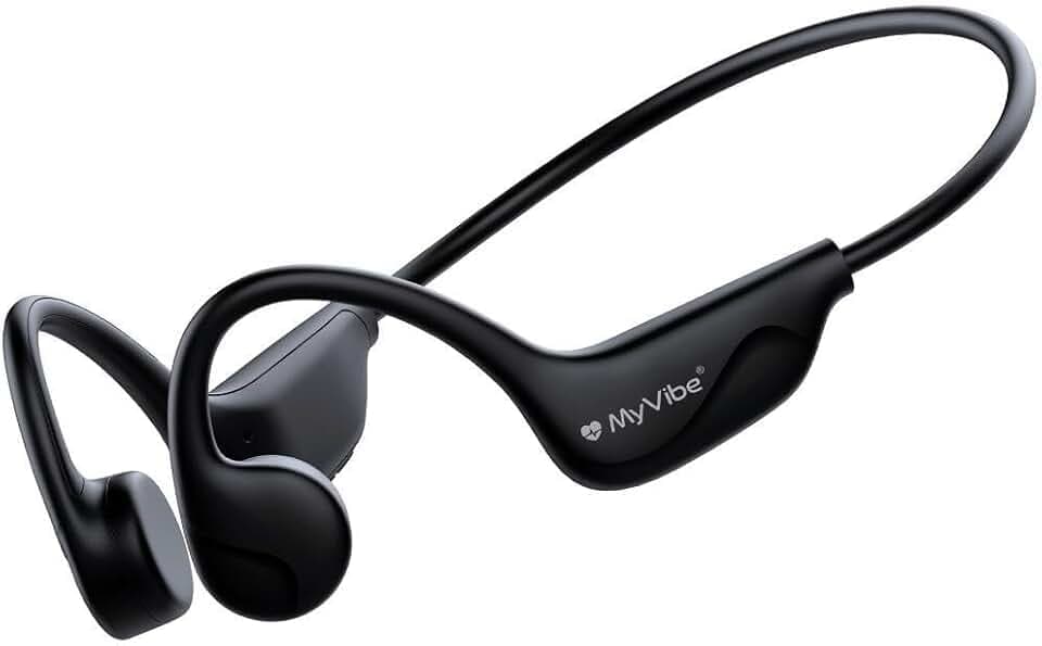 MYVIBE is Strong Casque à Conduction Osseuse Sport - Écouteurs Bluetooth Oreilles Libres, Ultra-Léger 27g, IPX5 Étanche Pluie & Sueur, Autonomie 8h, Arceau Ergonomique, Idéal Running & Fitness