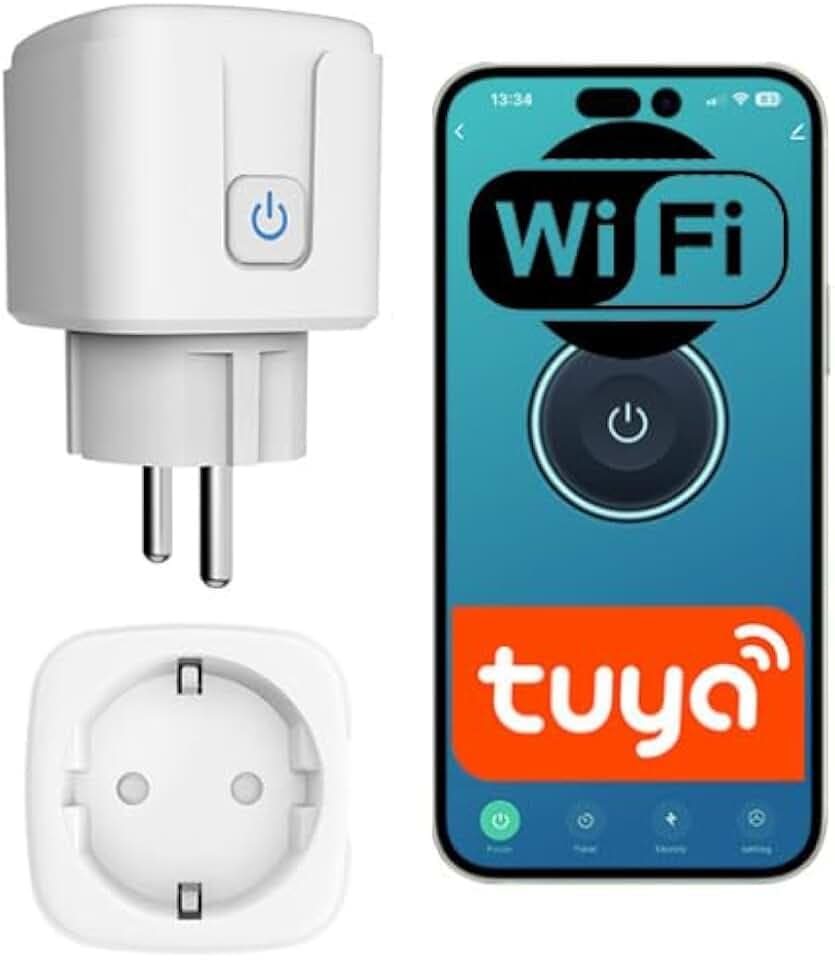 Sone Smart One Prise Connectée WiFi Tuya 16A Consommation 1 Pièce | 3680w, mesure énergie, timer, sans passerelle, alexa google