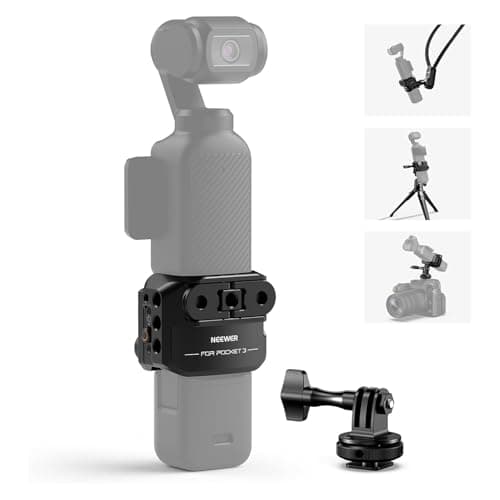 Neewer Cage Pocket 3, Support d'enregistrement vidéo en Alliage d'aluminium avec Adaptateur d'extension de caméra d'action, Filetage 6,35 mm, Griffe Froide Compatible avec DJI Osmo Pocket 3 Creator