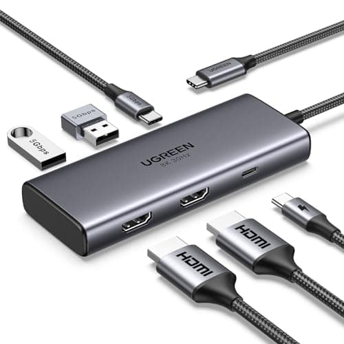 UGREEN Revodok 206 Hub USB C 6 en 1 Docking Station Double Affichage | 2 HDMI, Double 4K60Hz, Simple 8K30Hz, PD 100W Charge, 5Gbps, Multiports USB, 2A1C, Compatible avec MacBook Pro Air Surface