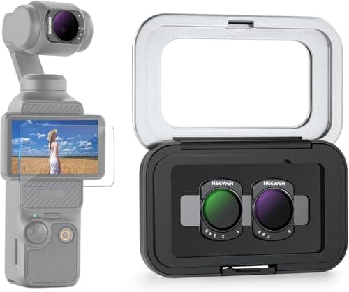 NEEWER Kit de filtres ND Variables Compatible avec DJI Osmo Pocket 3/Creator Combo, filtres à densité Neutre ND2-32 et ND64-512 à revêtement Multicouche magnétique, avec Protection d'écran et étui