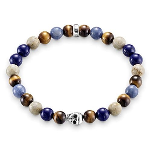 Thomas Sabo Femmes Hommes-Bracelet Tête de Mort Rebel at heart Argent Sterling 925 Longueur 19 cm A1532-926-7-L19