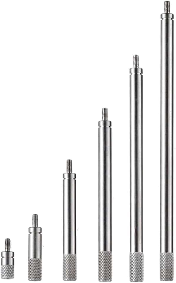 PRATYAHARA Lot de 6 tiges d'extension de comparateur avec filetage M2.5, tige d'extension de 10 à 100 mm, pour comparateurs et affichages numériques