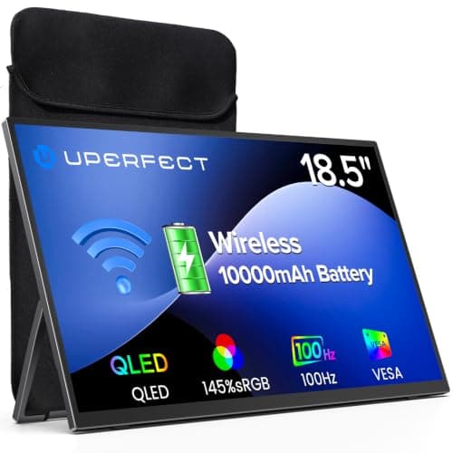 UPERFECT Écran Portable sans Fil avec Batterie 10000mAh, 18.5" 100Hz QLED | 145% sRGB Moniteur Gaming 1080P FHD avec Béquille, Sac & VESA, Grand Deuxième Écran pour Laptop, PC, Consoles de Jeux