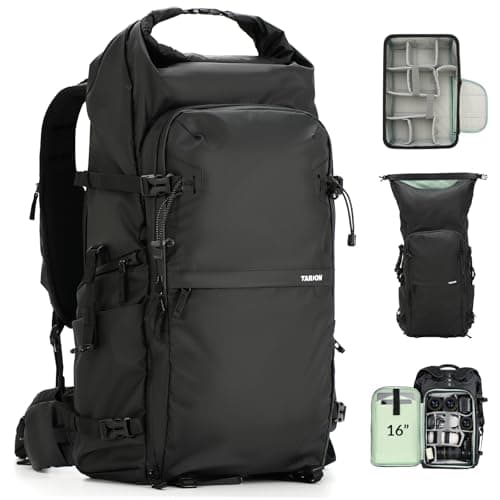 TARION Sac Photo Extensible Randonnée - Sac à Dos pour Appareil Photo 35L avec Compartiment Ordinateur Portable 16" et Housse Imperméable - Rangement Drone Trépied Ordinateur DSLR SLR (XProber)